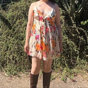 Victoria's Secret Floral Mini slip Dress - Orange, Pink, Cream